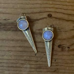 Art Deco Old Anthropologie Rose Quartz Earrings